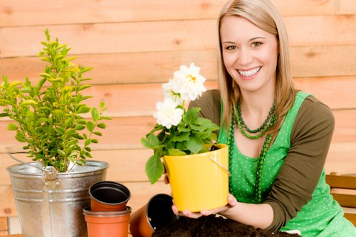 A local garden makeover project showing improved borders and patio space